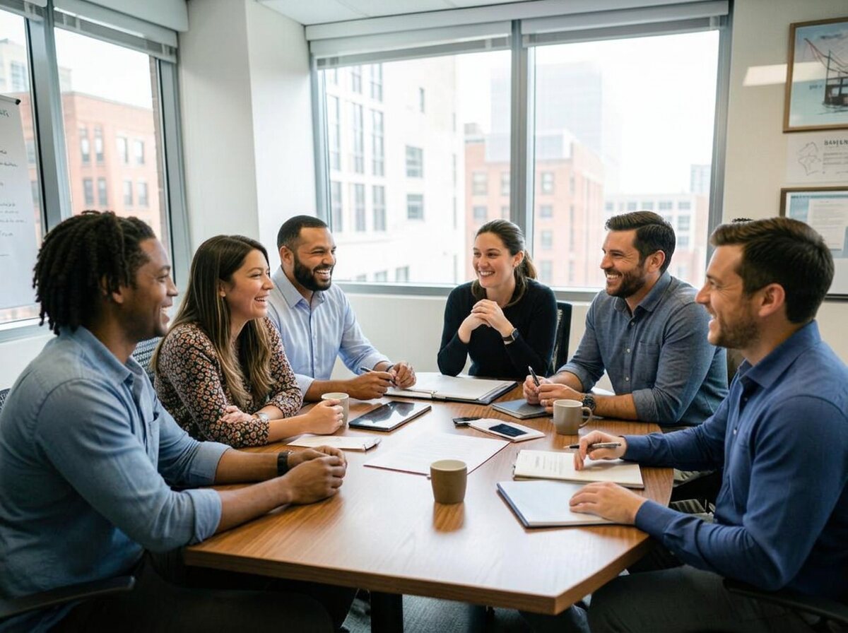 Team members applauding a colleague's achievement