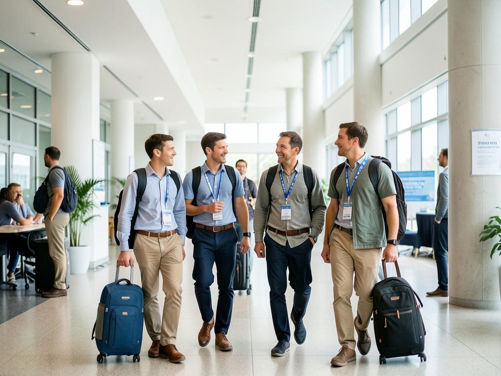 Colleagues arriving together for a professional conference